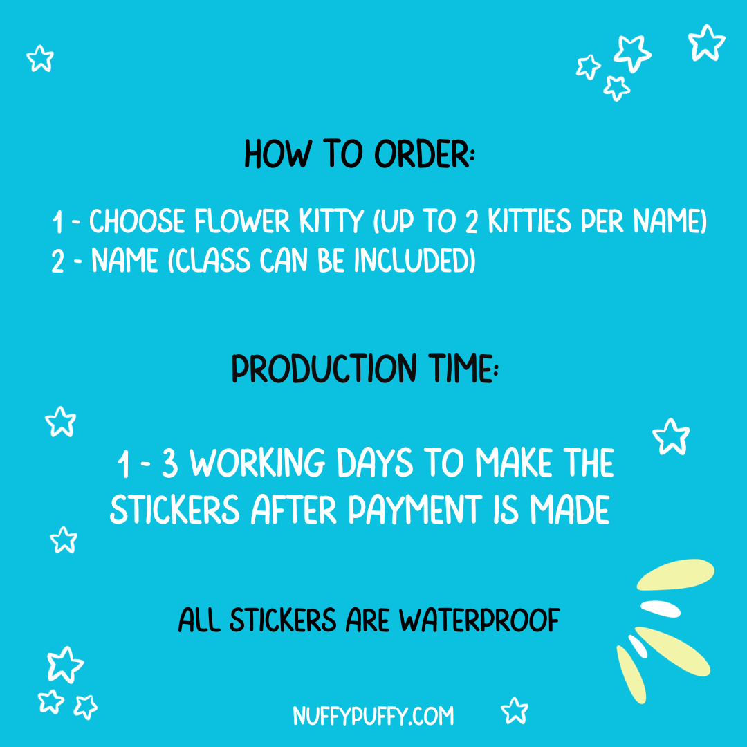 Flower Kitties Name Sticker