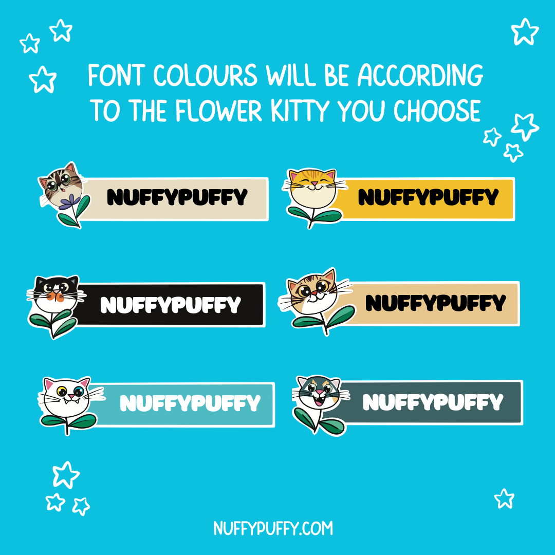 Flower Kitties Name Sticker