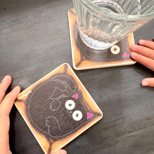 Black Cat in a Box Coaster